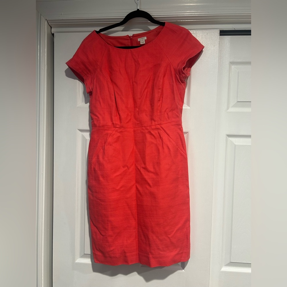 J. Crew Coral-Red Midi Sheath Dress